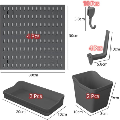 Pegboard Combination Kit with 4 Pegboards and 18 Accessories Modular Hanging for Wall Organiser V178-36100