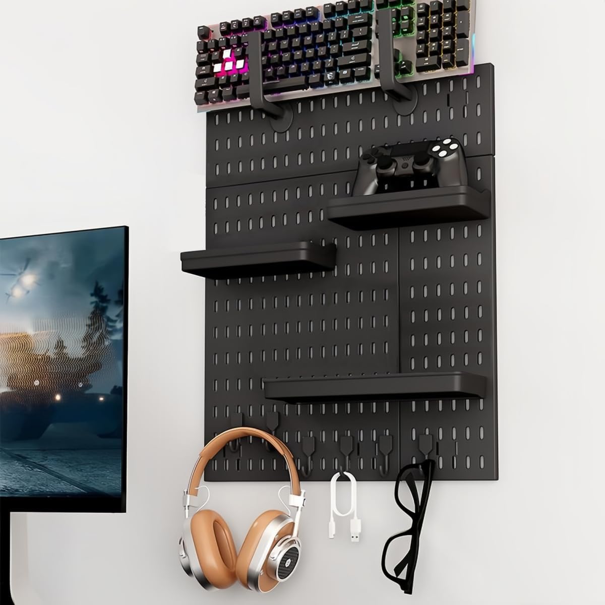 Pegboard Combination Kit with 4 Pegboards and 18 Accessories Modular Hanging for Wall Organiser V178-36100