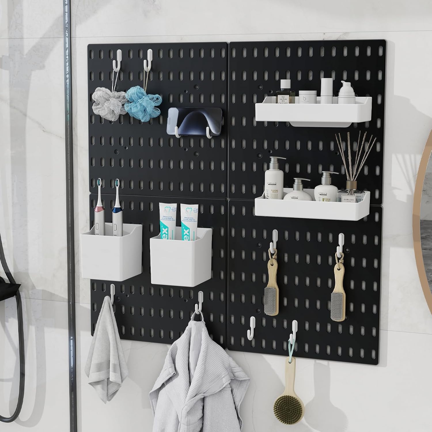 Pegboard Combination Kit with 4 Pegboards and 18 Accessories Modular Hanging for Wall Organiser V178-36100