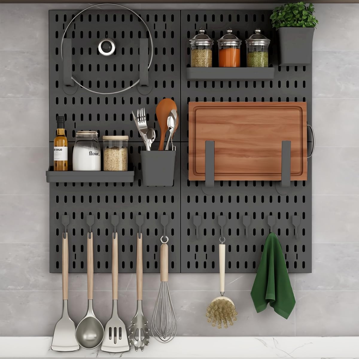Pegboard Combination Kit with 4 Pegboards and 18 Accessories Modular Hanging for Wall Organiser V178-36100