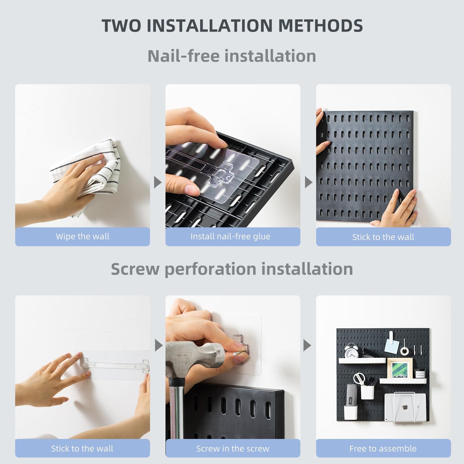 Pegboard Combination Kit with 4 Pegboards and 18 Accessories Modular Hanging for Wall Organiser V178-36100