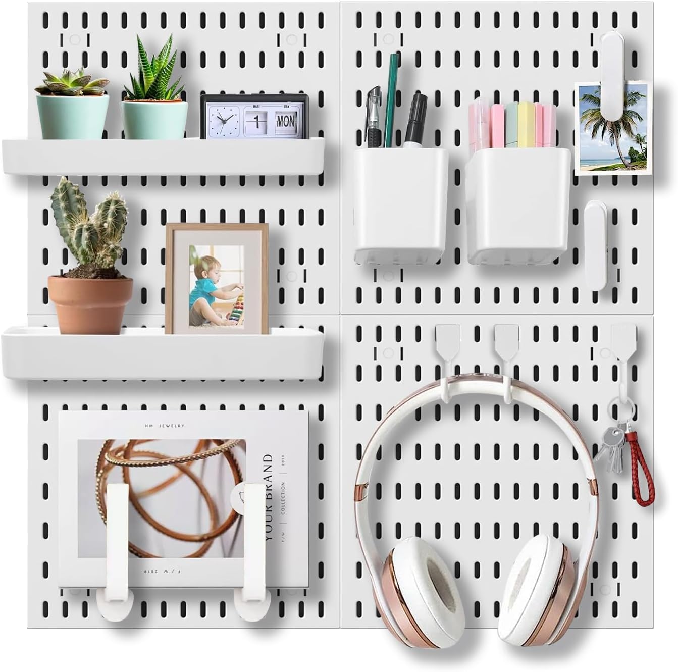 Pegboard Combination Kit with 4 Pegboards and 18 Accessories Modular Hanging for Wall Organiser V178-36101