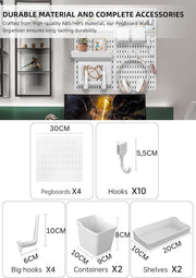 Pegboard Combination Kit with 4 Pegboards and 18 Accessories Modular Hanging for Wall Organiser V178-36101