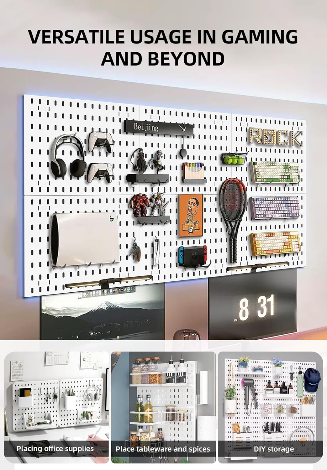 Pegboard Combination Kit with 4 Pegboards and 18 Accessories Modular Hanging for Wall Organiser V178-36101