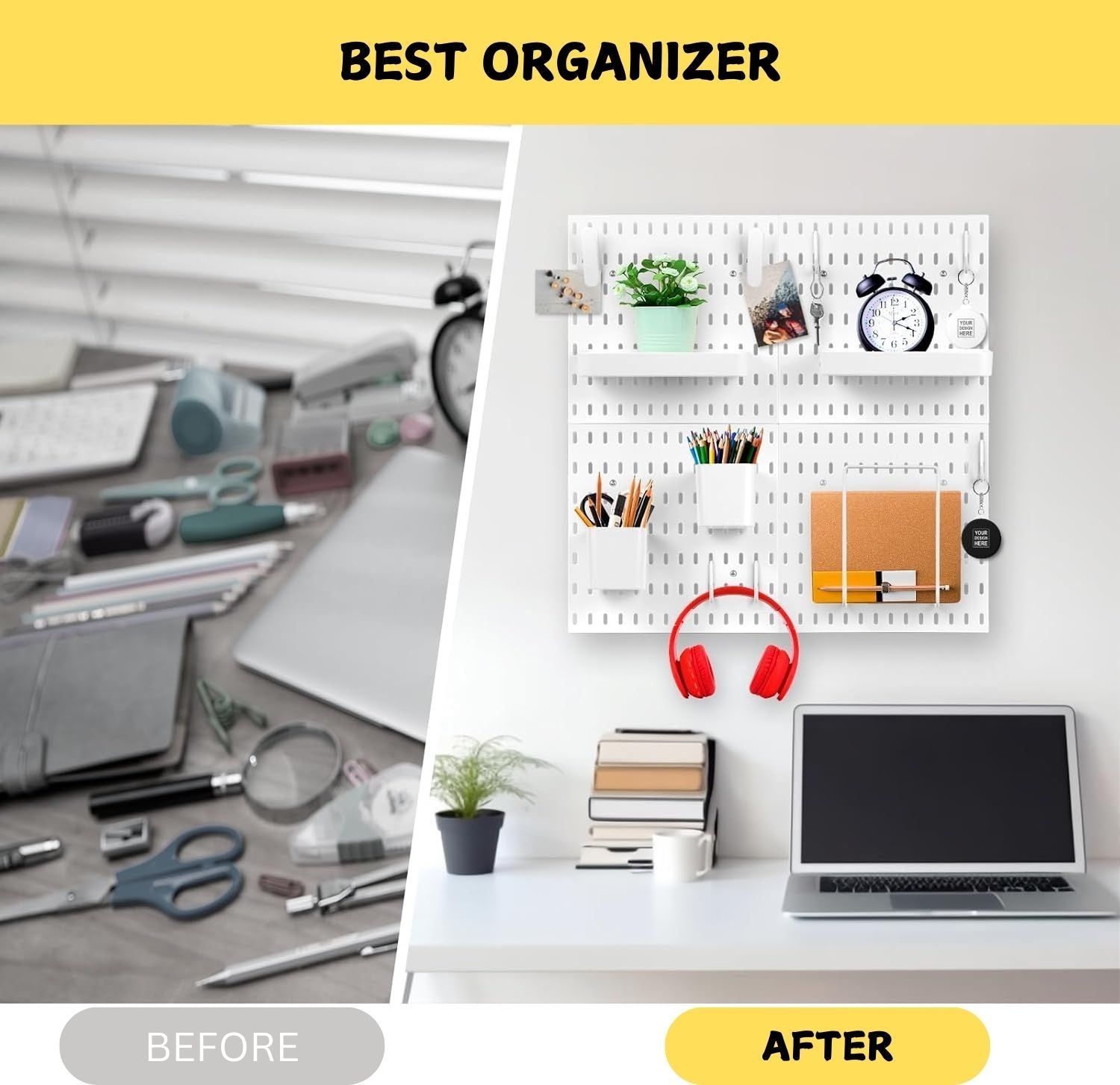 Pegboard Combination Kit with 4 Pegboards and 18 Accessories Modular Hanging for Wall Organiser V178-36101