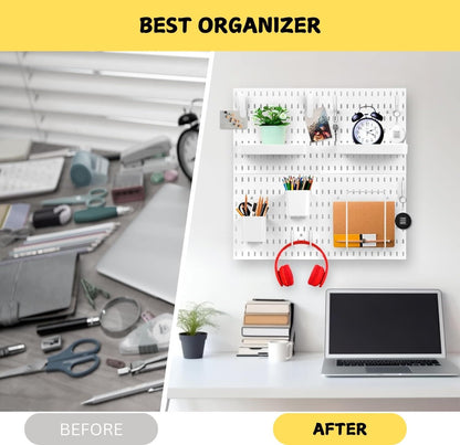 Pegboard Combination Kit with 4 Pegboards and 18 Accessories Modular Hanging for Wall Organiser V178-36101