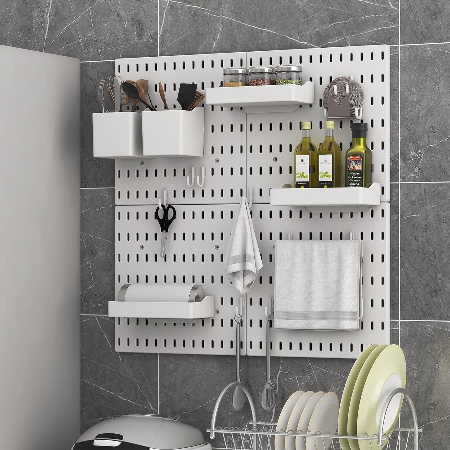Pegboard Combination Kit with 4 Pegboards and 18 Accessories Modular Hanging for Wall Organiser V178-36101