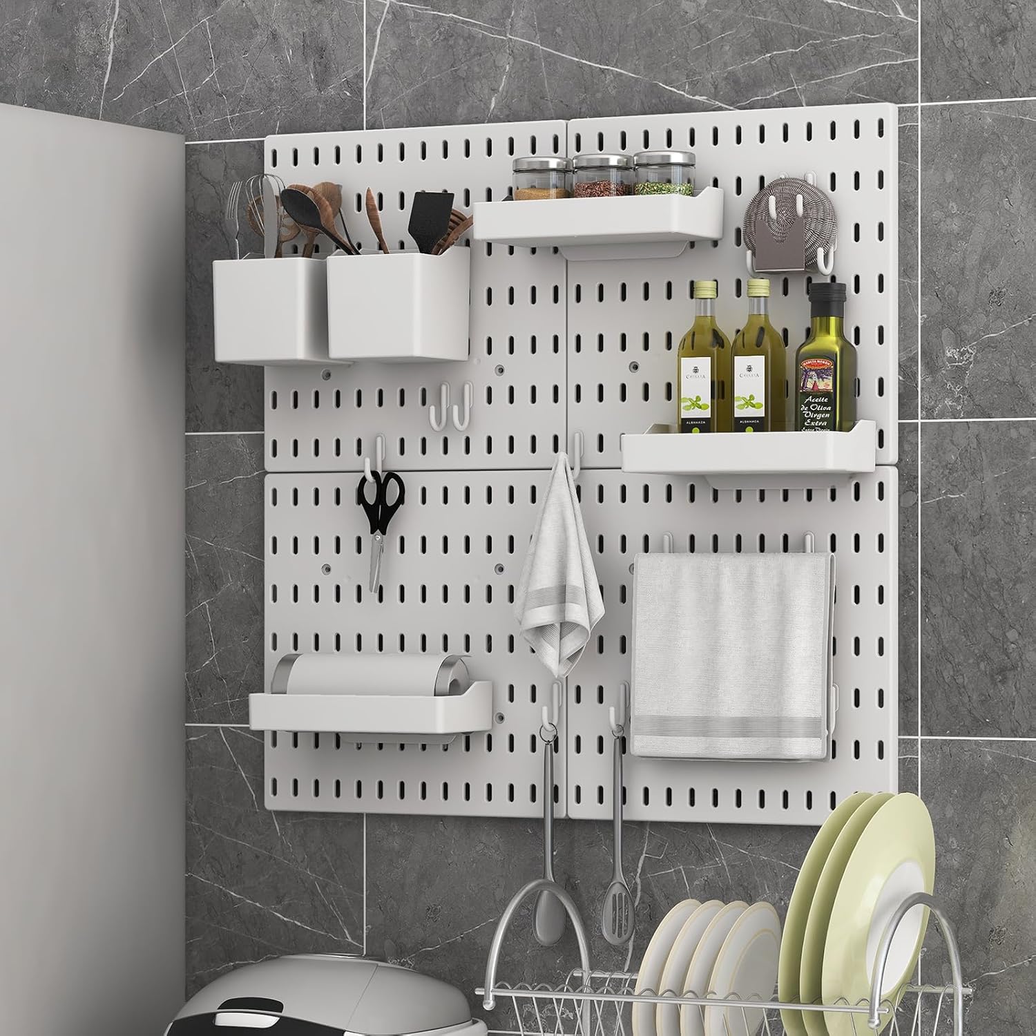 Pegboard Combination Kit with 4 Pegboards and 18 Accessories Modular Hanging for Wall Organiser V178-36101
