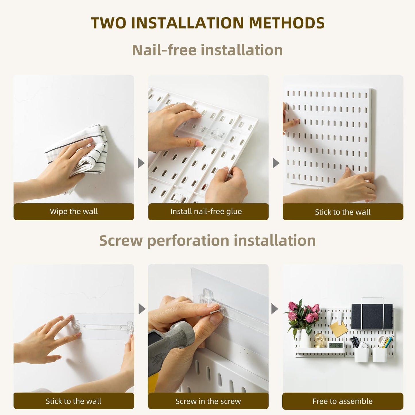 Pegboard Combination Kit with 4 Pegboards and 18 Accessories Modular Hanging for Wall Organiser V178-36101