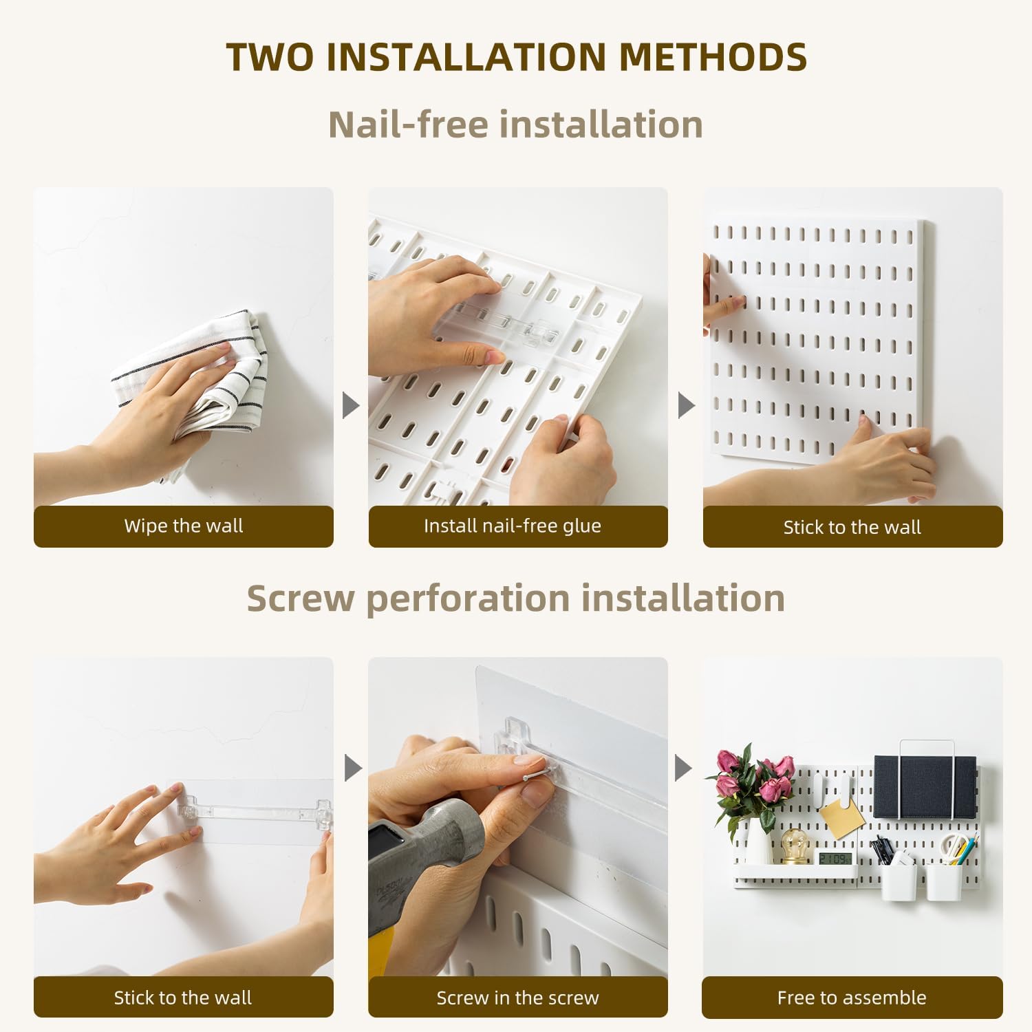 Pegboard Combination Kit with 4 Pegboards and 18 Accessories Modular Hanging for Wall Organiser V178-36101