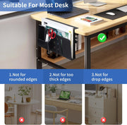Under Desk Side Laptop Holder Storage with No Drill Cable Management Tray and Pen Storage for Office and Home V178-36107