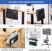 Under Desk Side Laptop Holder Storage with No Drill Cable Management Tray and Pen Storage for Office and Home V178-36107