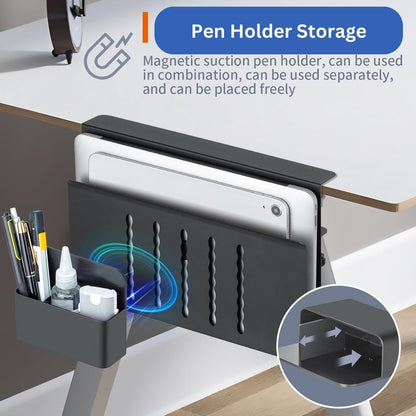 Under Desk Side Laptop Holder Storage with No Drill Cable Management Tray and Pen Storage for Office and Home V178-36107