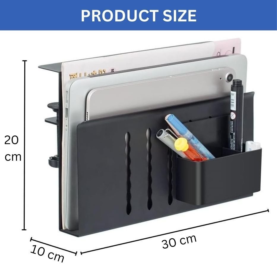 Under Desk Side Laptop Holder Storage with No Drill Cable Management Tray and Pen Storage for Office and Home V178-36107