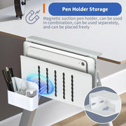 Under Desk Side Laptop Holder Storage with No Drill Cable Management Tray and Pen Storage for Office and Home V178-36108