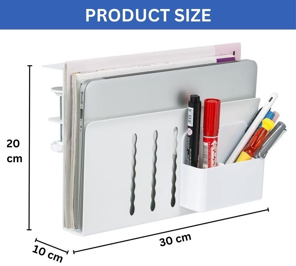 Under Desk Side Laptop Holder Storage with No Drill Cable Management Tray and Pen Storage for Office and Home V178-36108