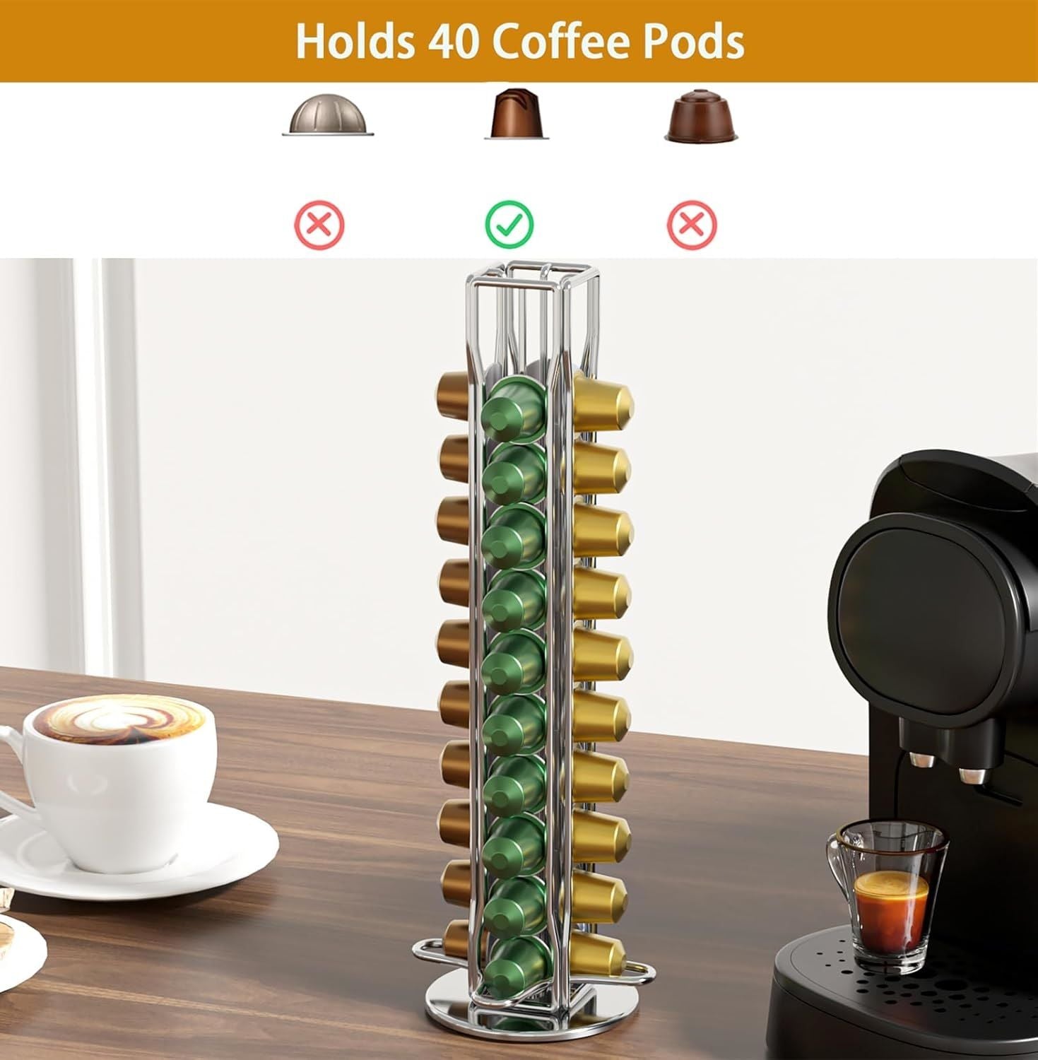 Coffee Pods Holder Storage Compatible with 40 Nespresso Pods V178-36114