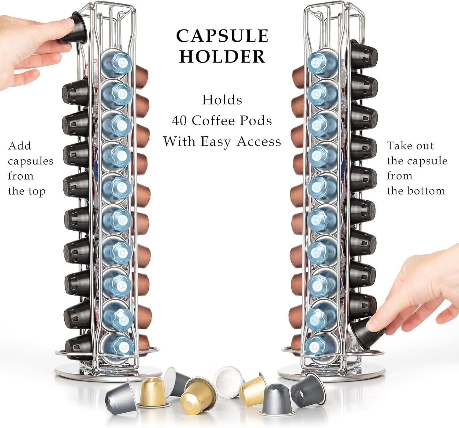 Coffee Pods Holder Storage Compatible with 40 Nespresso Pods V178-36114