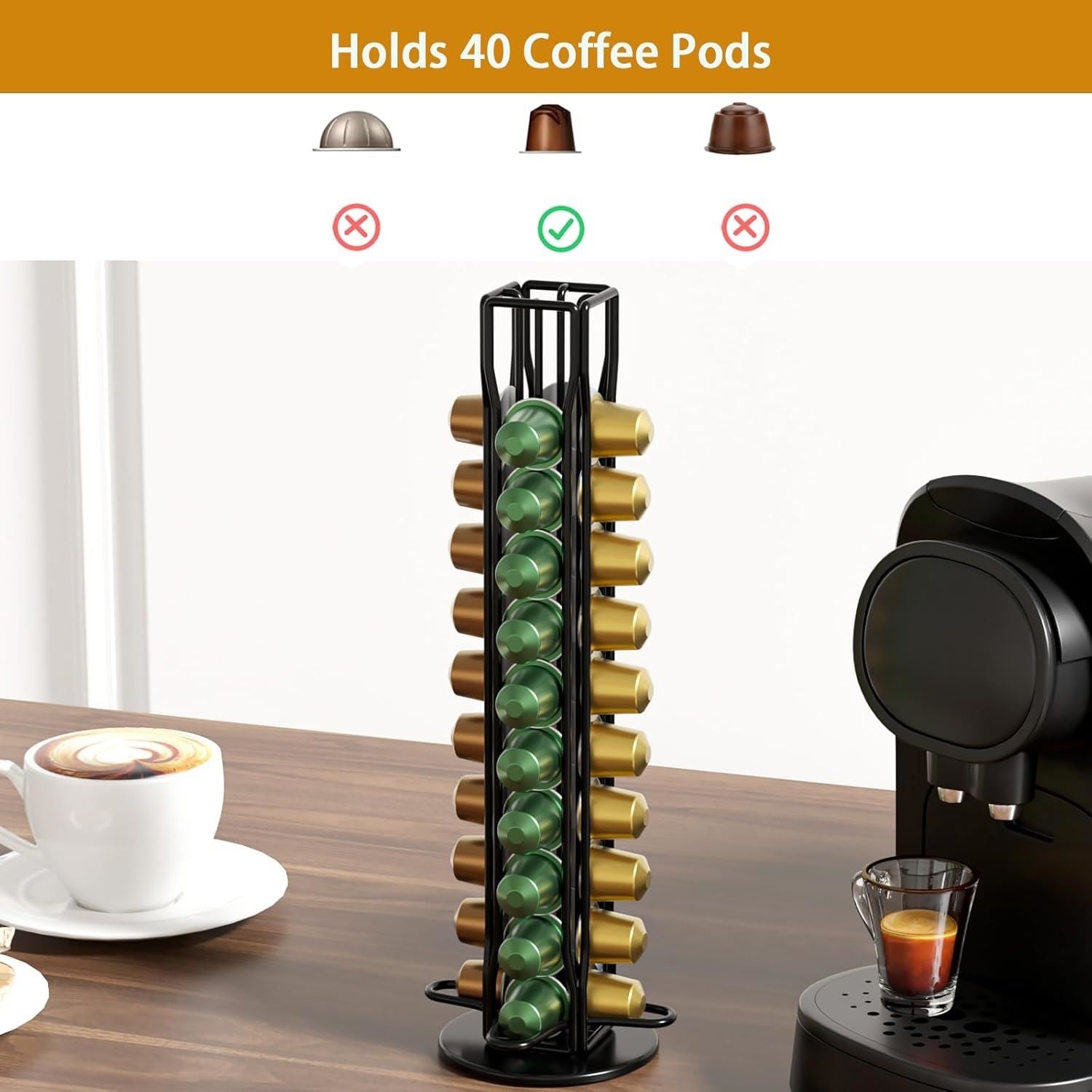 Coffee Pods Holder Storage Compatible with 40 Nespresso Pods V178-36115