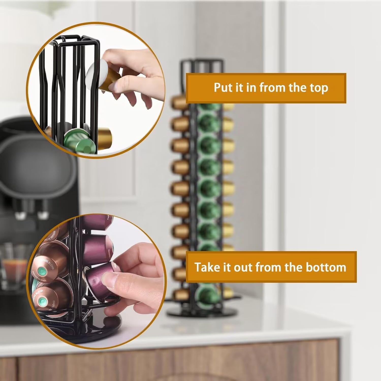 Coffee Pods Holder Storage Compatible with 40 Nespresso Pods V178-36115