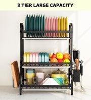 Dish Drying Rack 3 Tier Large Capacity Kitchen Storage with Utensil and Cutting Board Holder V178-36116