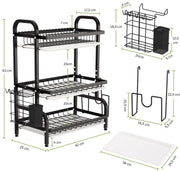 Dish Drying Rack 3 Tier Large Capacity Kitchen Storage with Utensil and Cutting Board Holder V178-36116