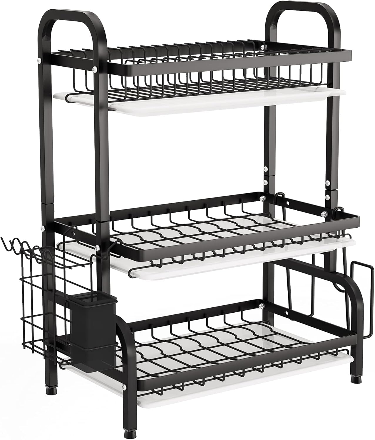 Dish Drying Rack 3 Tier Large Capacity Kitchen Storage with Utensil and Cutting Board Holder V178-36116