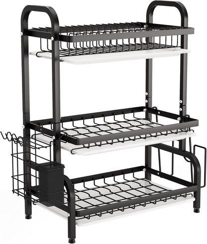 Dish Drying Rack 3 Tier Large Capacity Kitchen Storage with Utensil and Cutting Board Holder V178-36116