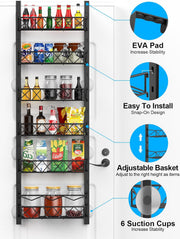 6 Tier Adjustable Baskets Over Door Pantry Organiser for Home Kitchen V178-36118