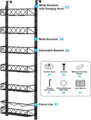 6 Tier Adjustable Baskets Over Door Pantry Organiser for Home Kitchen V178-36118