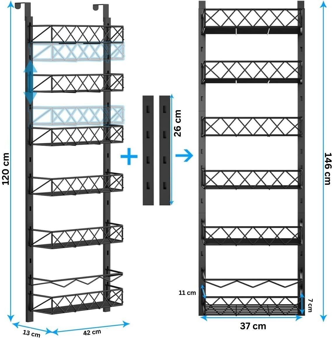 6 Tier Adjustable Baskets Over Door Pantry Organiser for Home Kitchen V178-36118