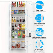 6 Tier Adjustable Baskets Over Door Pantry Organiser for Home Kitchen V178-36119