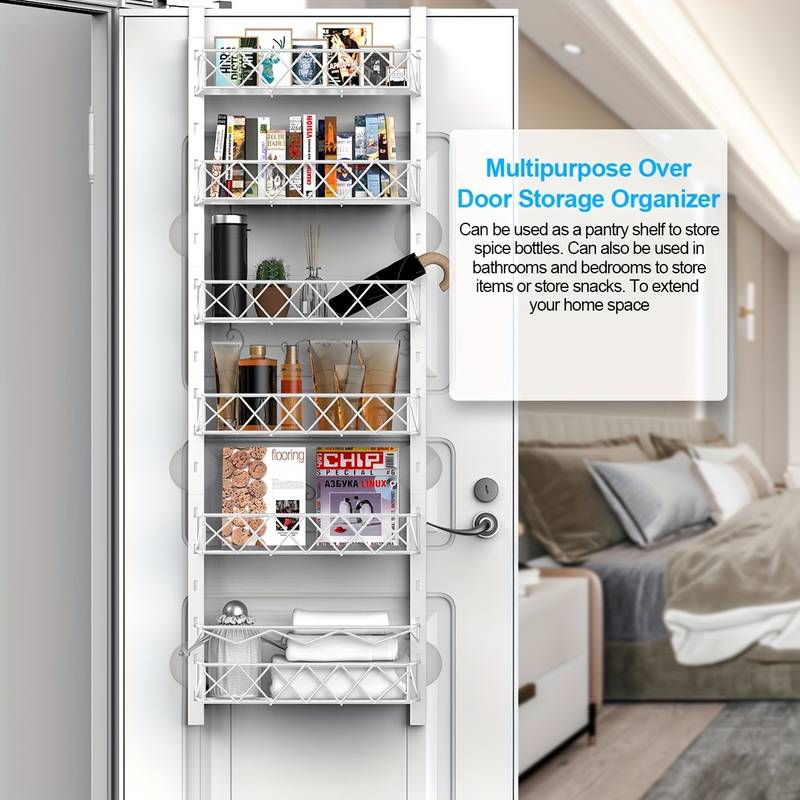 6 Tier Adjustable Baskets Over Door Pantry Organiser for Home Kitchen V178-36119