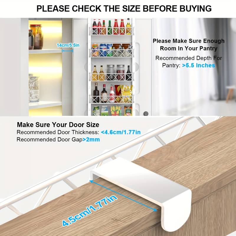 6 Tier Adjustable Baskets Over Door Pantry Organiser for Home Kitchen V178-36119