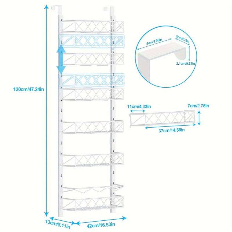 6 Tier Adjustable Baskets Over Door Pantry Organiser for Home Kitchen V178-36119