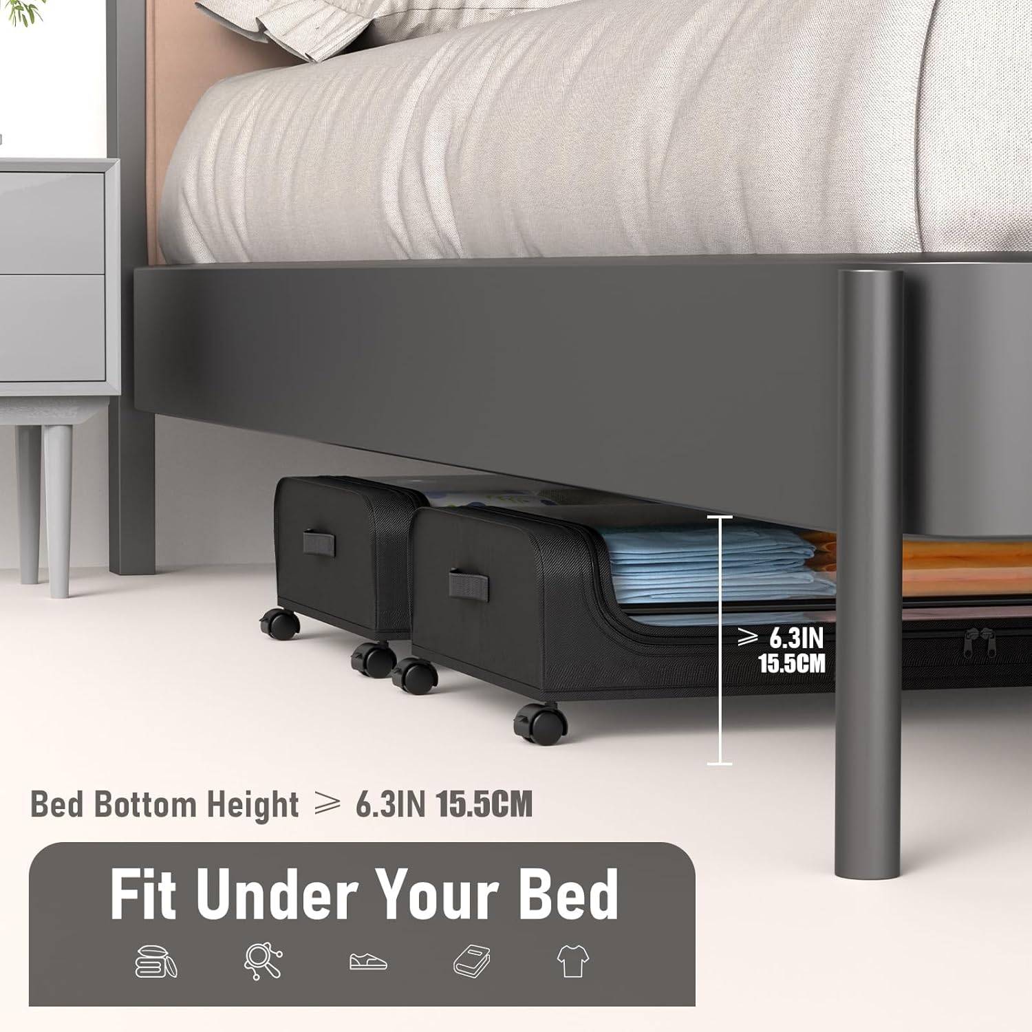 XXL Under Bed Rolling Storage Containers with 50L Large Capacity and Wheels V178-36122