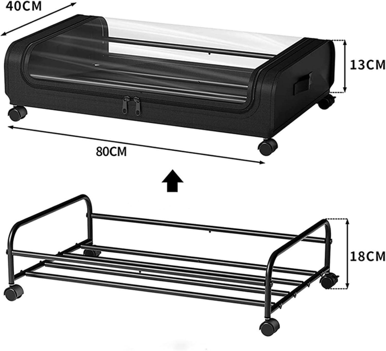 XXL Under Bed Rolling Storage Containers with 50L Large Capacity and Wheels V178-36122