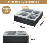 Wooden Couch Cup Holder Tray with Soft Silicone & Rotatable Phone Holder for Storaging Drinks & Snacks V178-36125