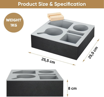 Wooden Couch Cup Holder Tray with Soft Silicone & Rotatable Phone Holder for Storaging Drinks & Snacks V178-36125