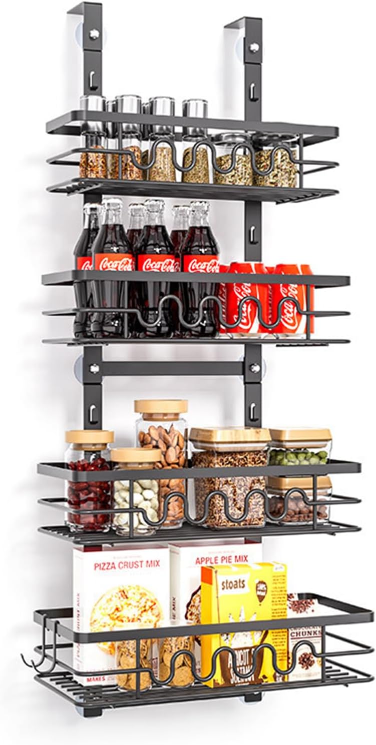 4 Tier Adjustable Baskets Over Door Pantry Organiser for Home Kitchen V178-36126