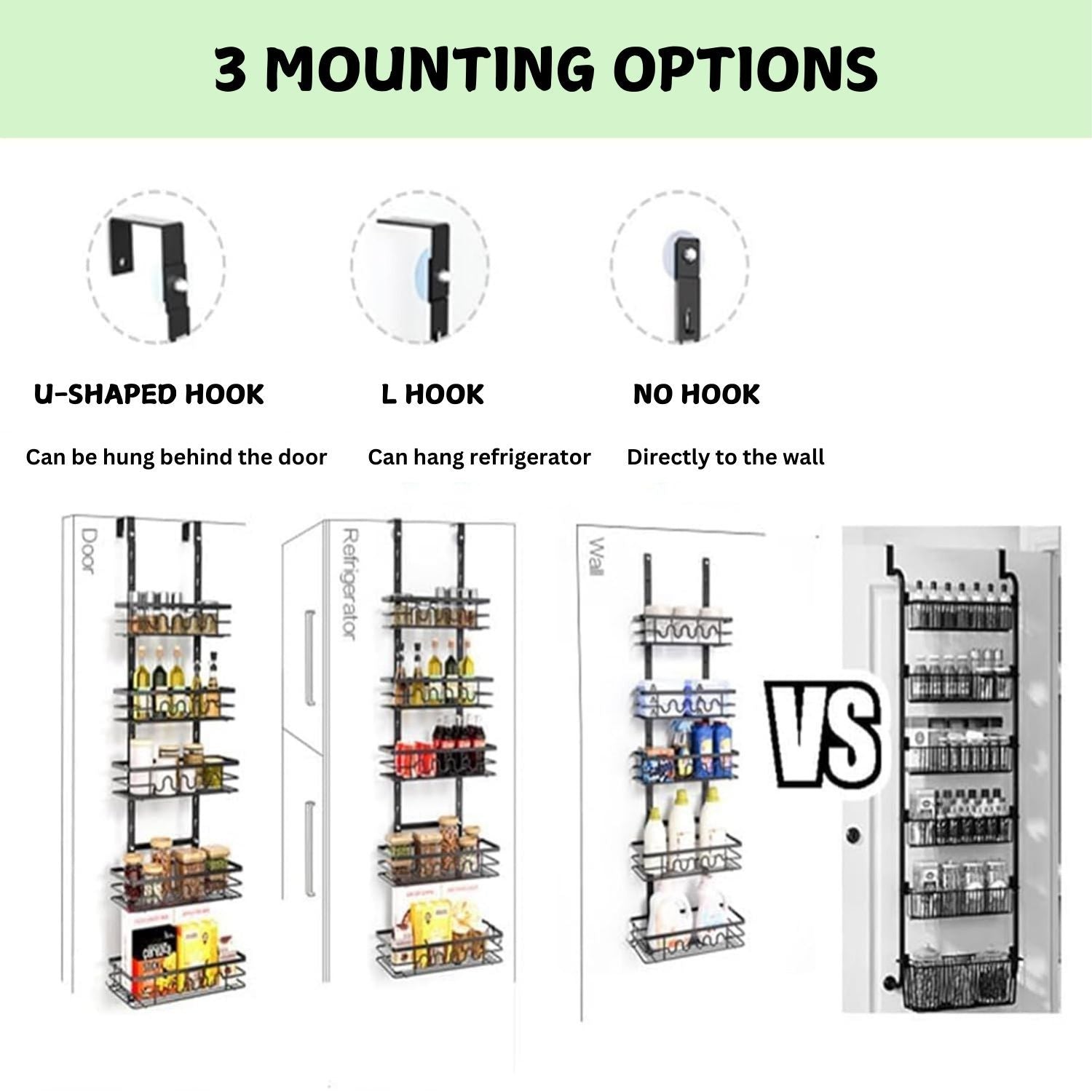 4 Tier Adjustable Baskets Over Door Pantry Organiser for Home Kitchen V178-36126