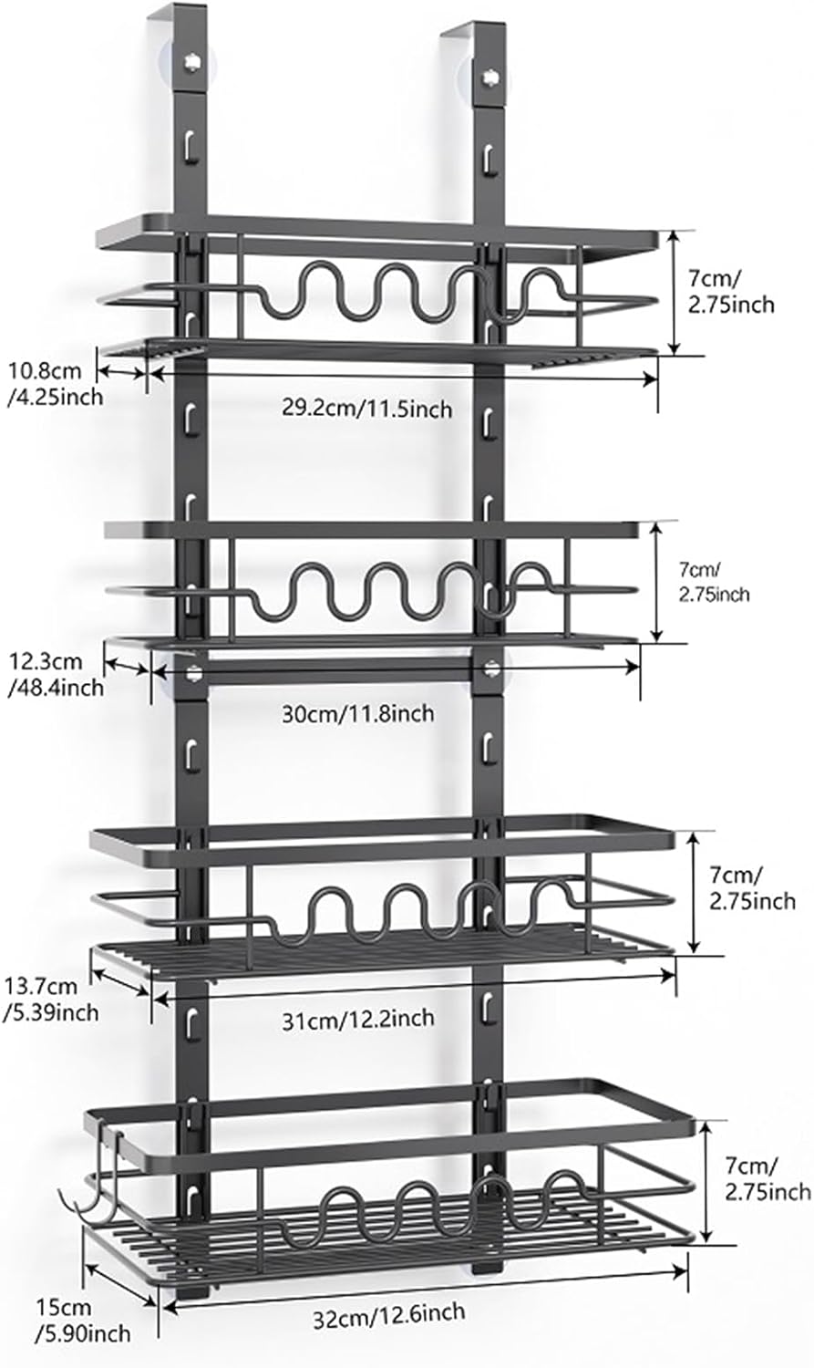4 Tier Adjustable Baskets Over Door Pantry Organiser for Home Kitchen V178-36126