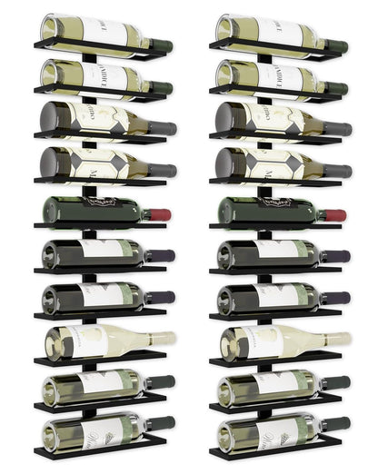 Set 2 Pcs Metal Wall Mount Wine Rack for Wine Bottles, Liquor, Champagne (Holds 10 Bottles) V178-36133