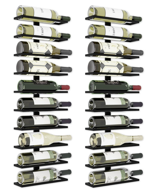 Set 2 Pcs Metal Wall Mount Wine Rack for Wine Bottles, Liquor, Champagne (Holds 10 Bottles) V178-36133