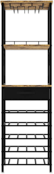 CARLA HOME Freestanding Wine Rack for 20 Bottles with Wood Countertop and Sturdy Metal Frame V178-36134