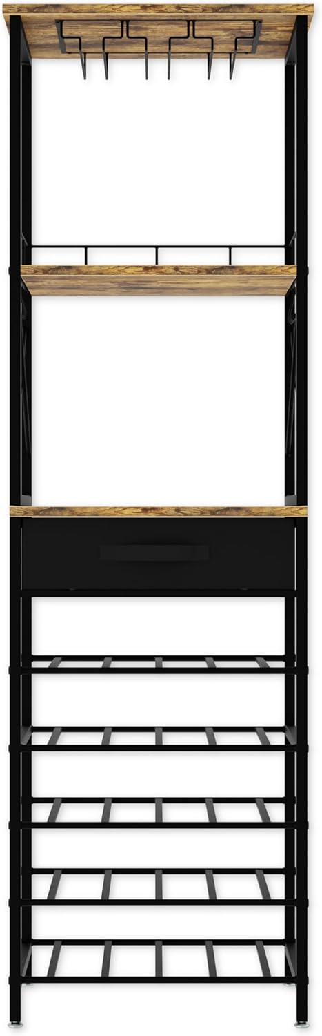 CARLA HOME Freestanding Wine Rack for 20 Bottles with Wood Countertop and Sturdy Metal Frame V178-36134