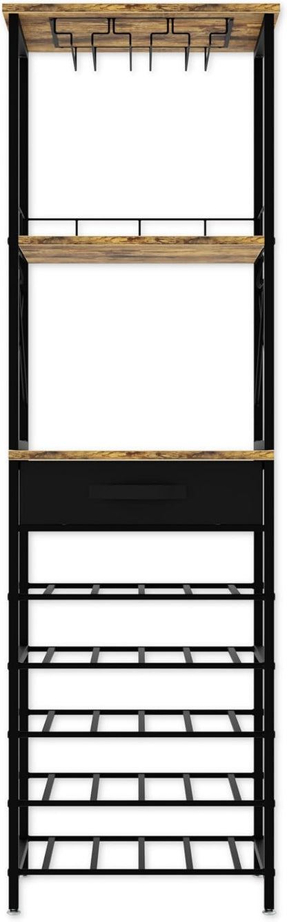 CARLA HOME Freestanding Wine Rack for 20 Bottles with Wood Countertop and Sturdy Metal Frame V178-36134