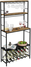 CARLA HOME Large Wine Rack for 20 Bottles with Wood Countertop and Sturdy Metal Frame V178-36135