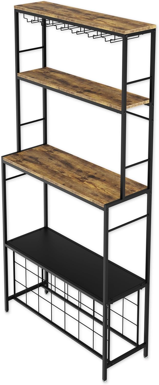CARLA HOME Large Wine Rack for 20 Bottles with Wood Countertop and Sturdy Metal Frame V178-36135