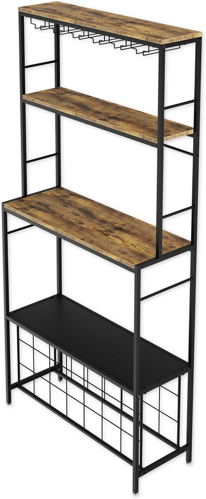 CARLA HOME Large Wine Rack for 20 Bottles with Wood Countertop and Sturdy Metal Frame V178-36135